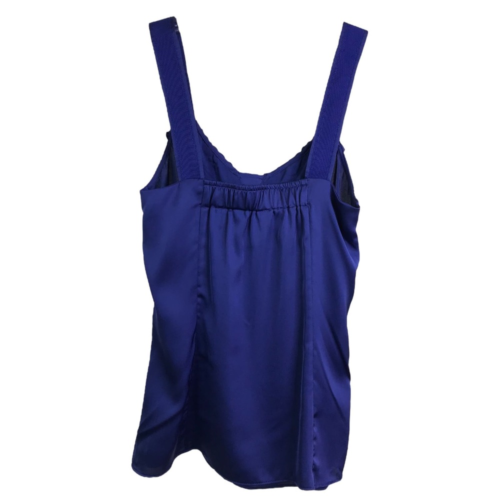 White House Black Market Women's Blouse Ruffle Sleeveless Blue Stretch Top Sz XS - Picture 3 of 10